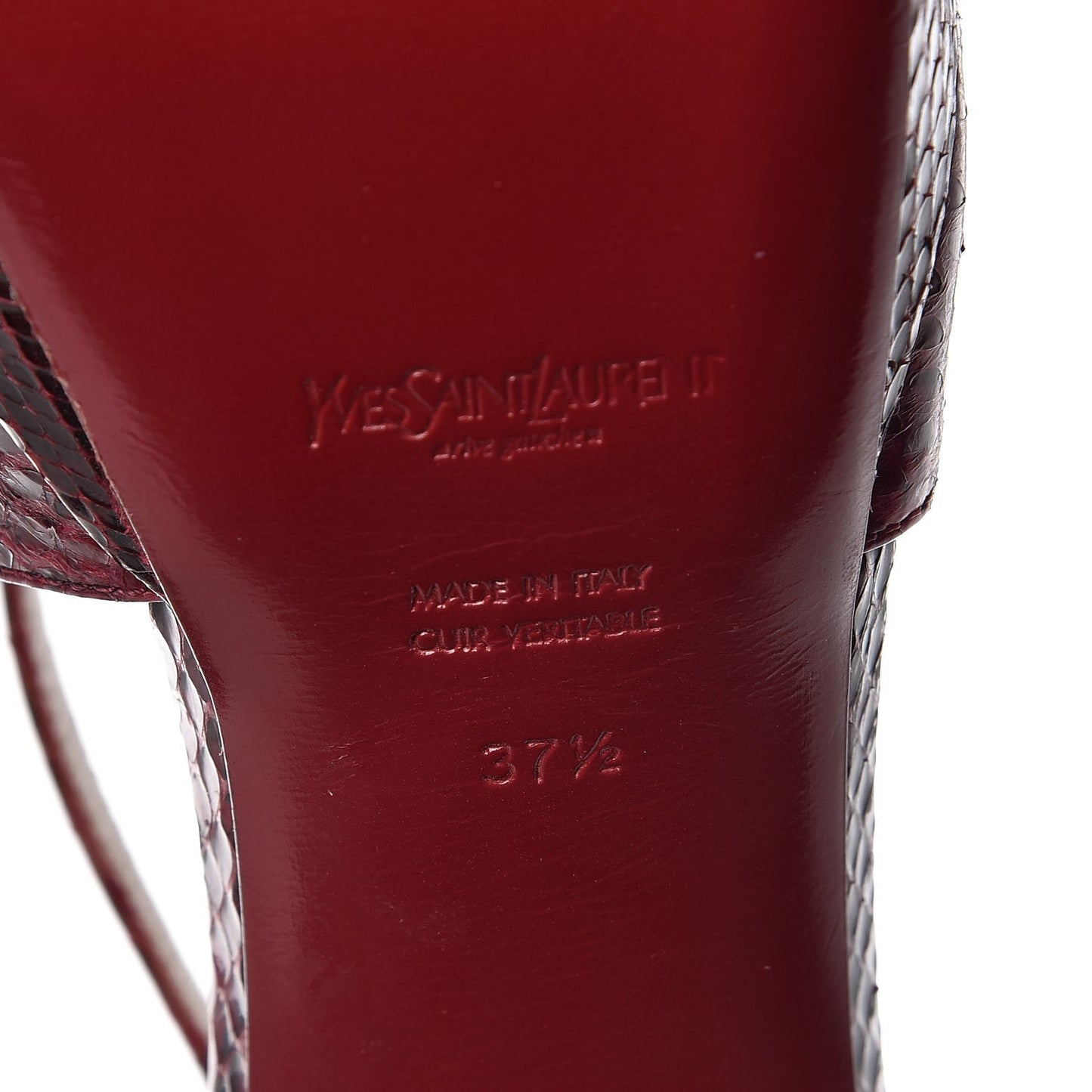 Python Calfskin Embossed Sandals 37.5 Burgundy