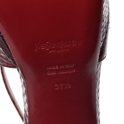 Saint Laurent Python Calfskin Embossed Sandals 37.5 Burgundy 8 of 9