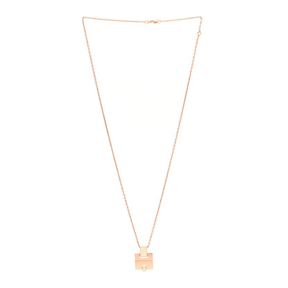Hermes Rose Gold Plated Lacquered Eileen Pendant Necklace Craie 3 of 6