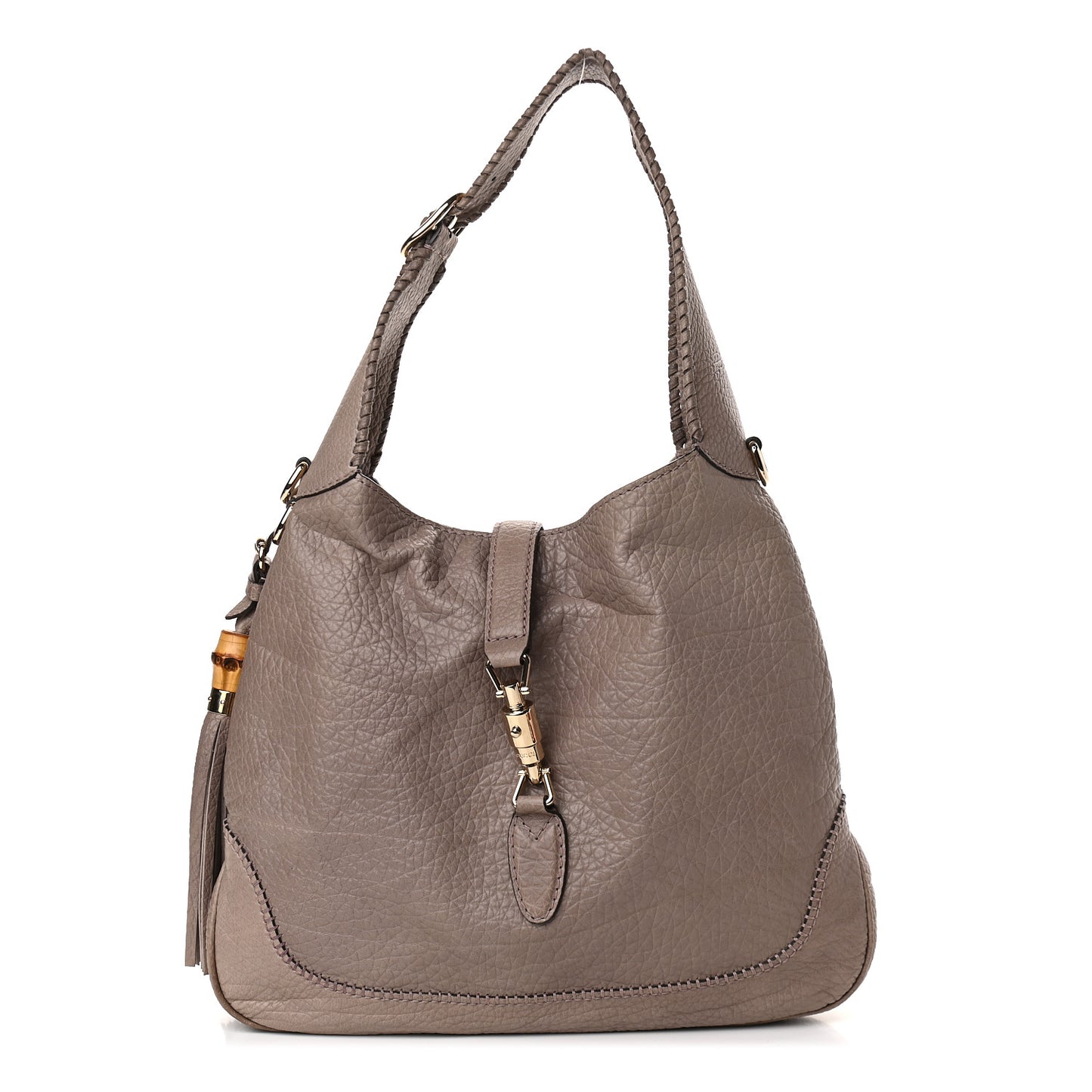 Pebbled Calfskin Medium New Jackie Shoulder Bag Grey