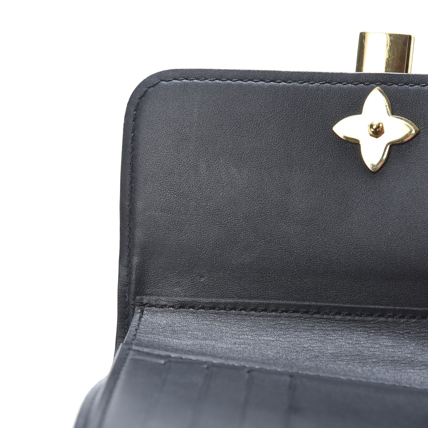 Monogram Flower Lock Compact Wallet Black