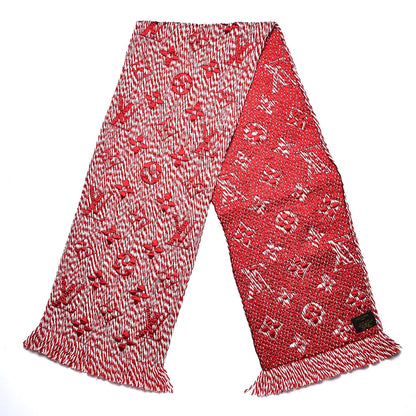 Louis Vuitton Wool Silk Logomania Mix Scarf Coquelicot 3 of 5