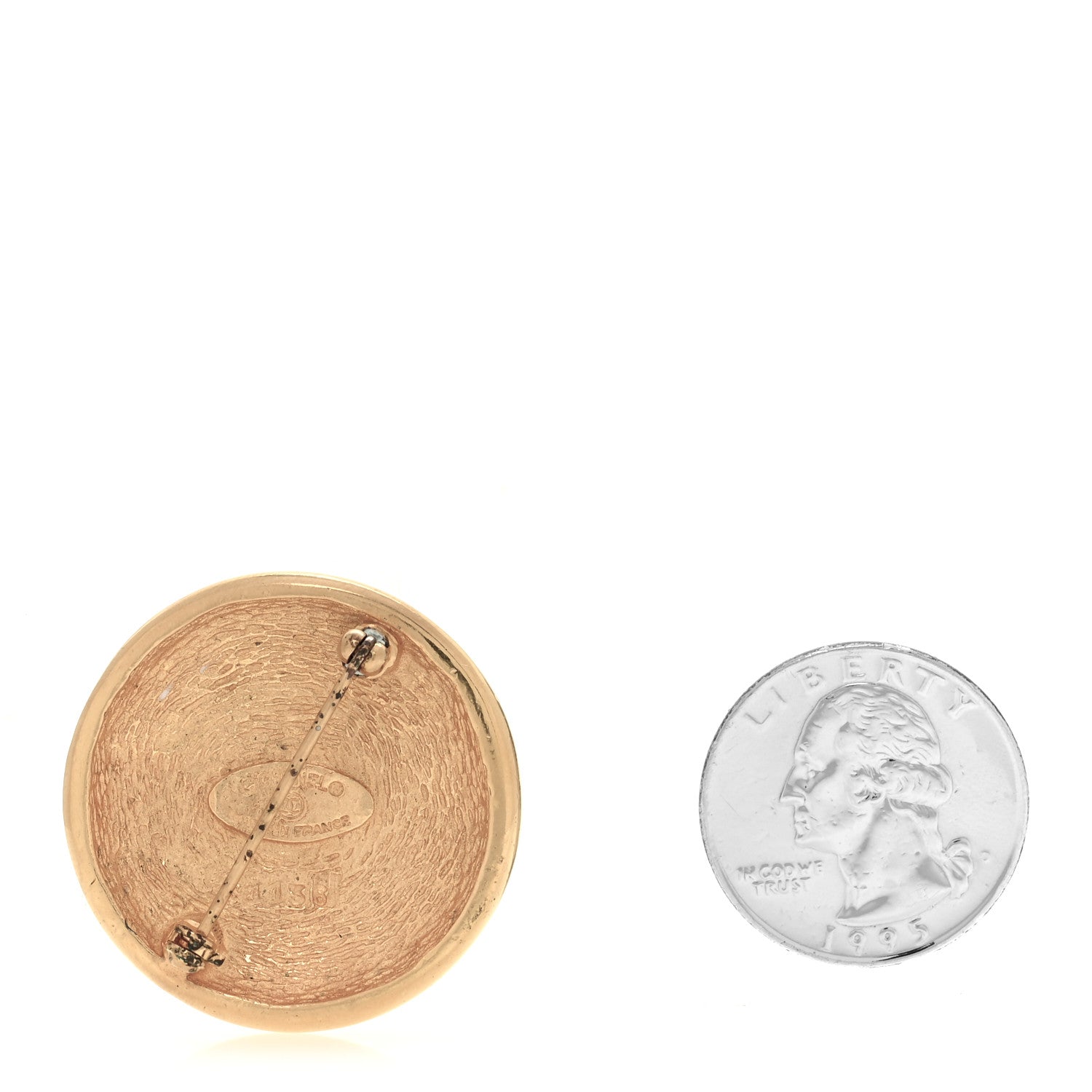 Chanel CC Round Brooch Gold 2 of 4