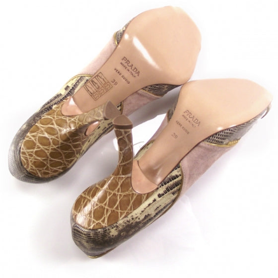 Snakeskin Suede Crocodile Pumps Heels Shoes 39