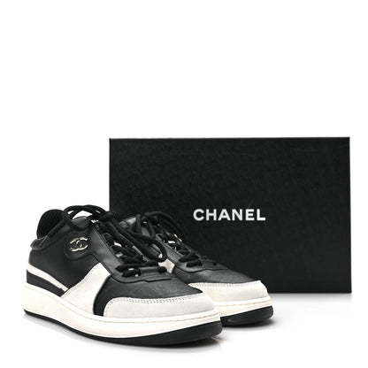 Chanel Lambskin Suede Calfskin Sneakers 39.5 Black White 8 of 8