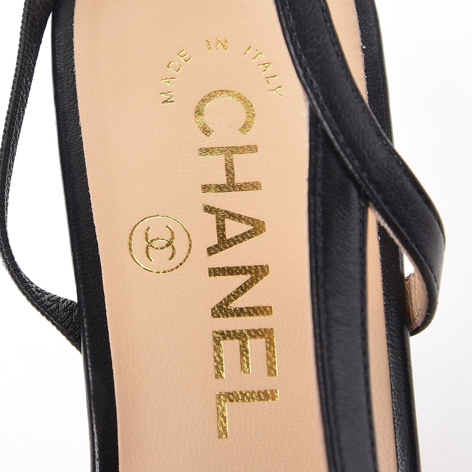 Chanel Lambskin Patent Cap Toe CC Slingback Sandals 38 Black 9 of 16