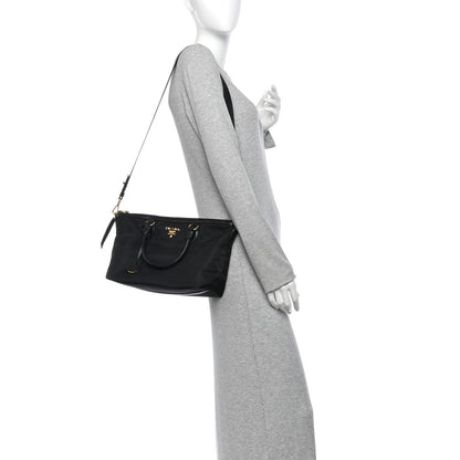 Prada Tessuto Nylon Soft Calf Shopping Tote Black 3 of 17