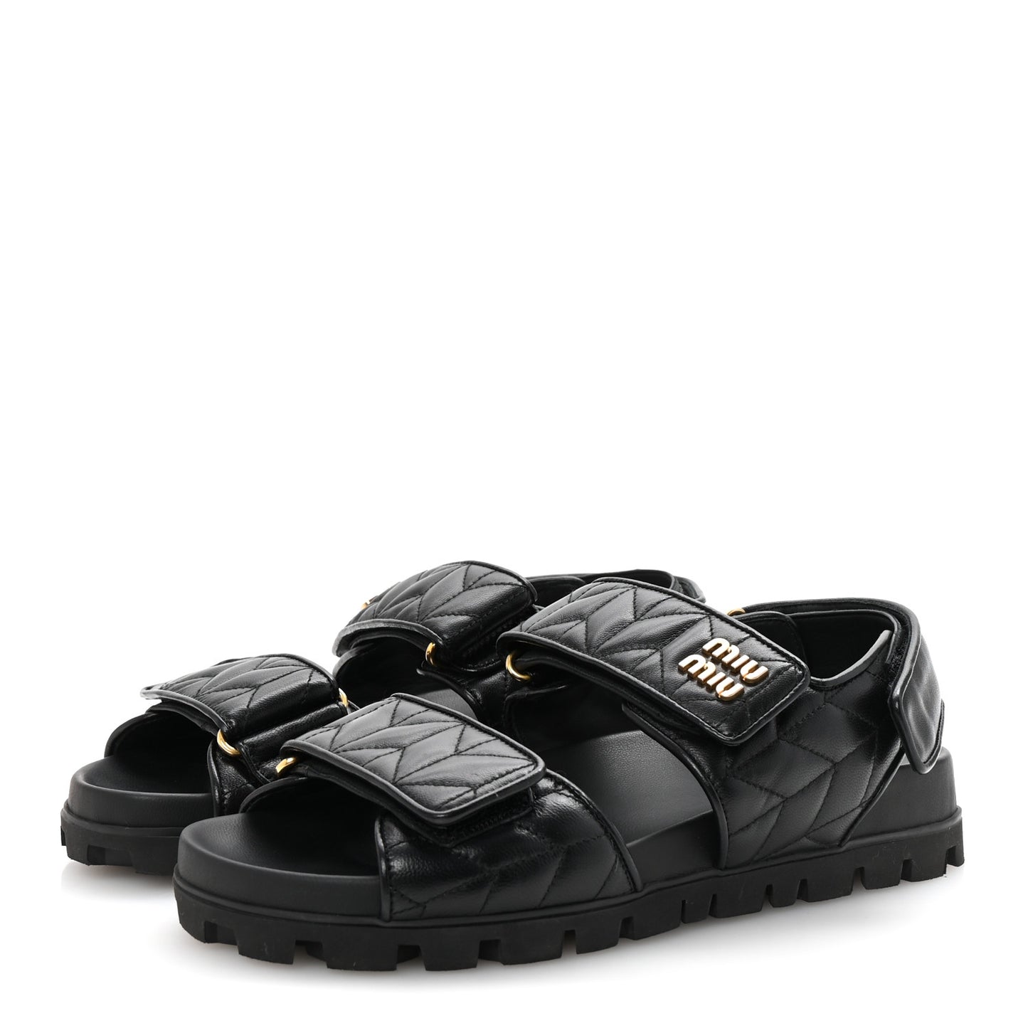 Nappa Matelasse Sporty Sandals 39 Black