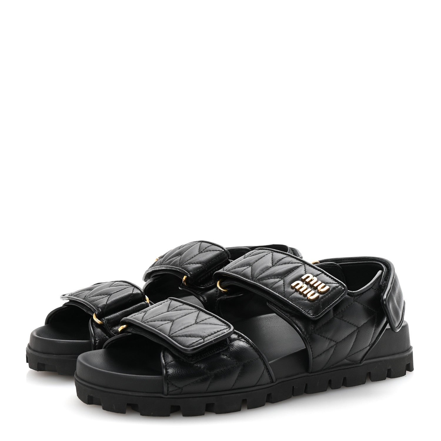 Miu Miu Nappa Matelasse Sporty Sandals 39 Black 4 of 10
