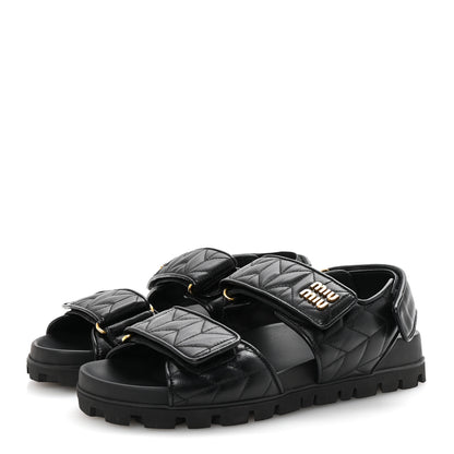Miu Miu Nappa Matelasse Sporty Sandals 39 Black 4 of 10