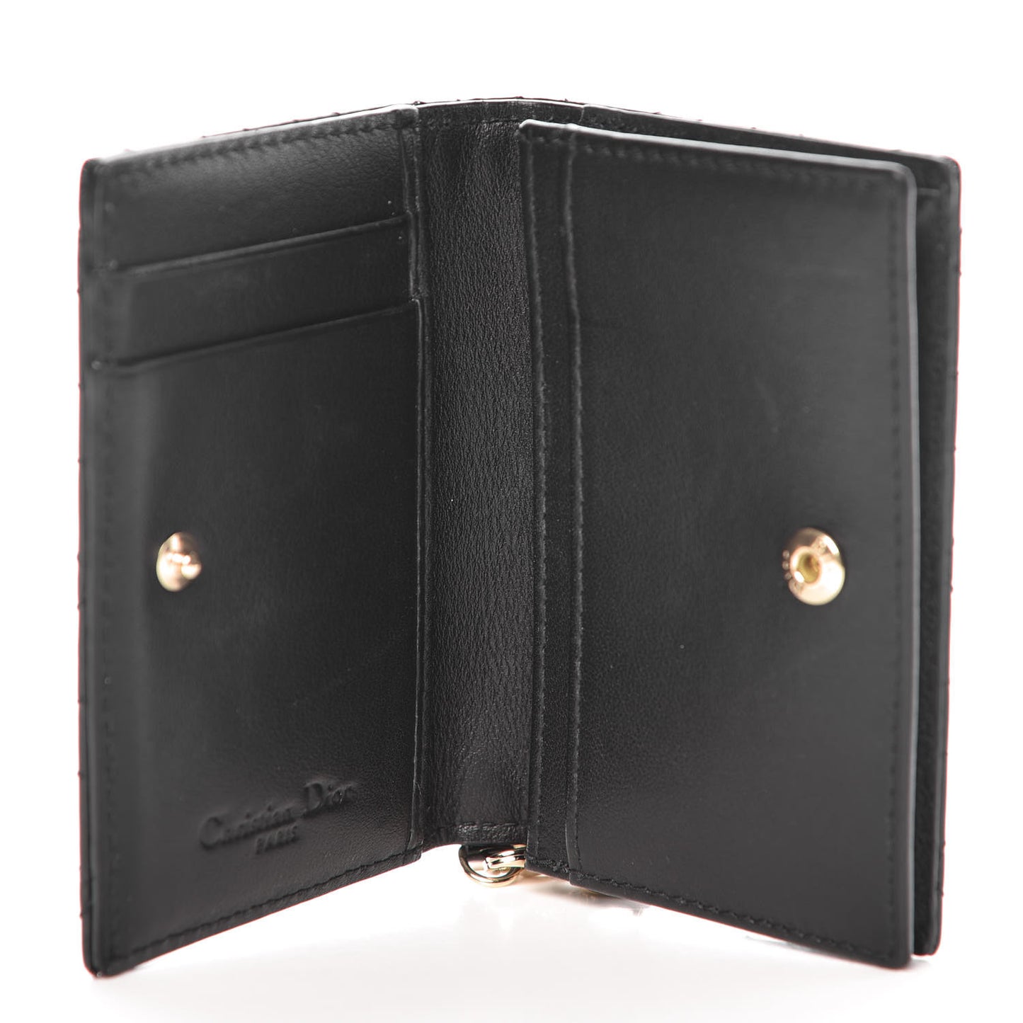 Patent Cannage Small Lady Dior Flap Card Holder Black