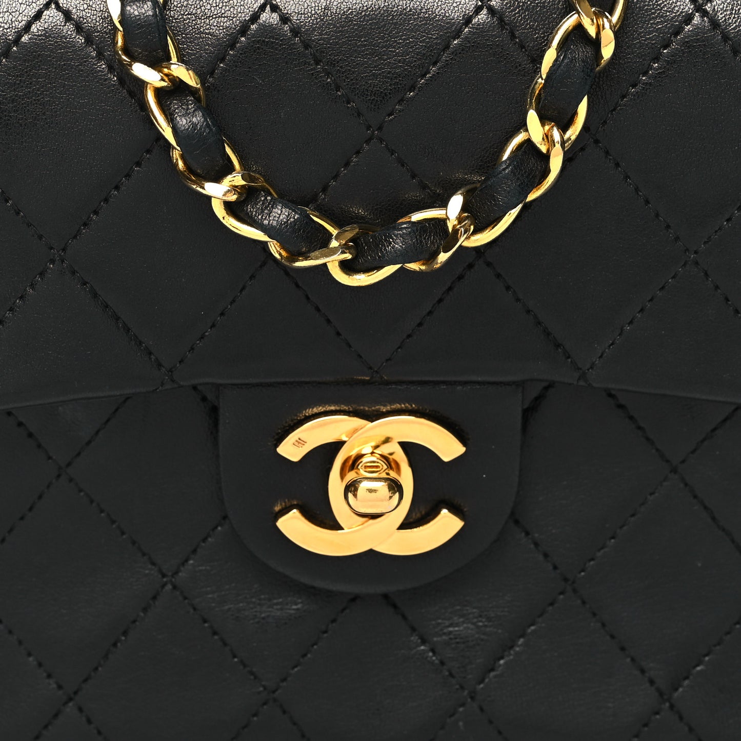Lambskin Quilted Mini Square Flap Bag Black
