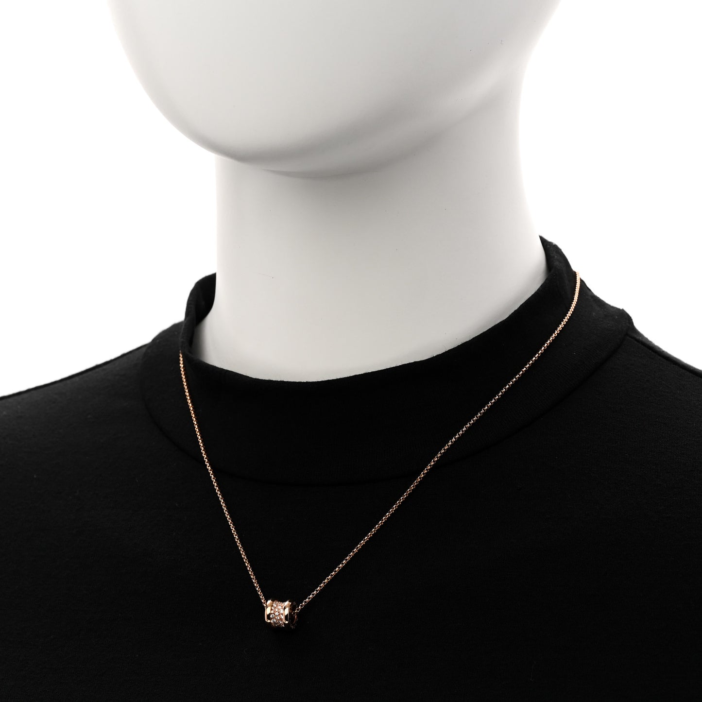18K Rose Gold Diamond Small B.Zero1 Pave Pendant Necklace