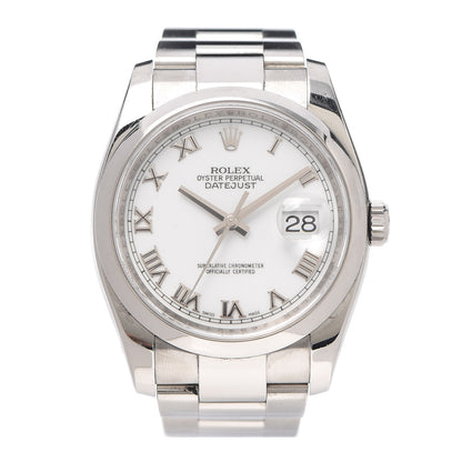 Rolex Stainless Steel 36mm Oyster Perpetual Datejust Watch White Roman 116200 1 of 7