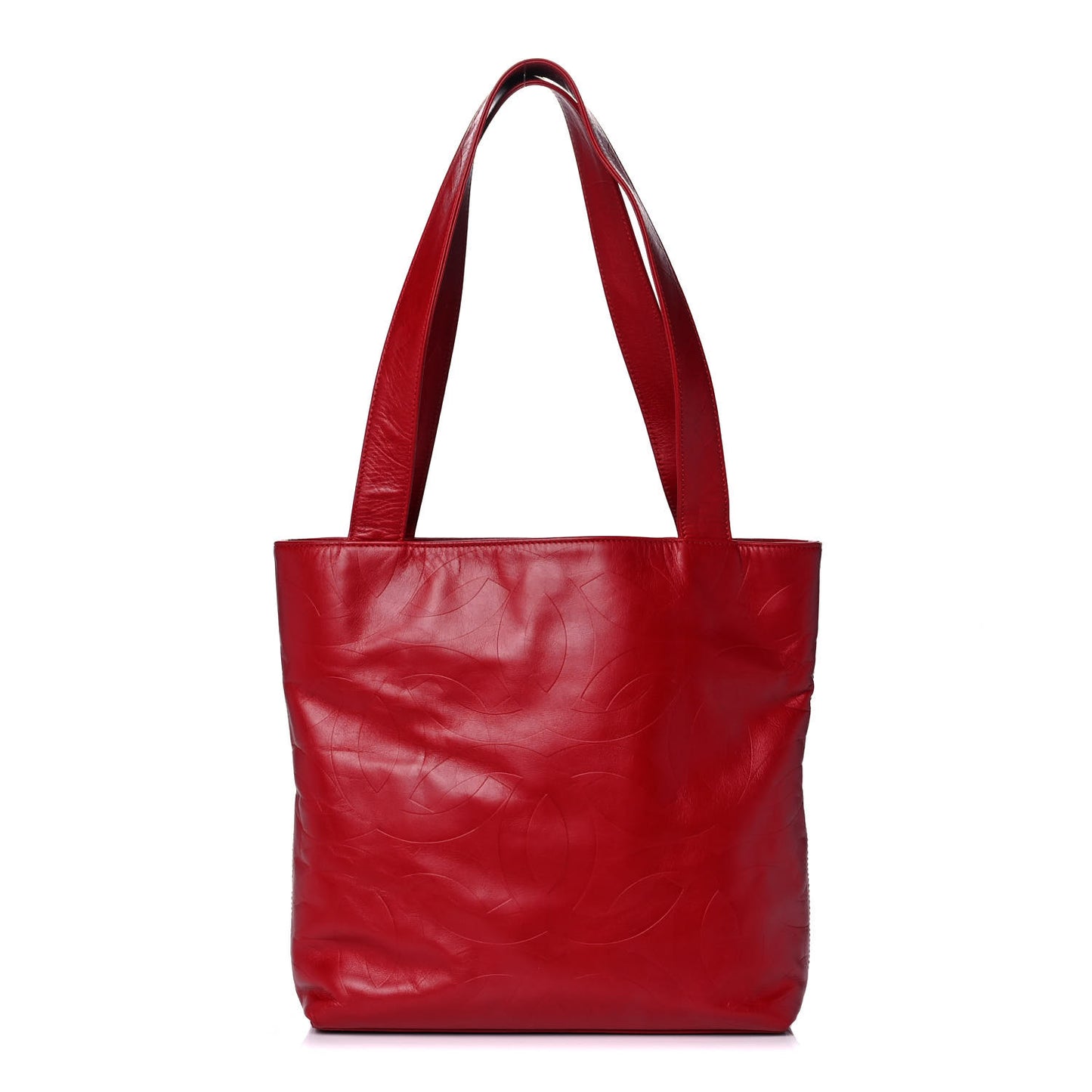 Lambskin Embossed CC Tote Red
