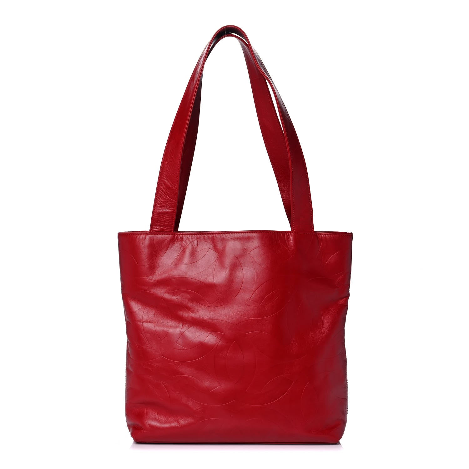 Chanel Lambskin Embossed CC Tote Red 1 of 13