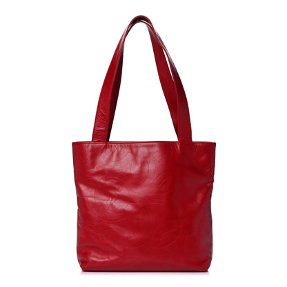 Chanel Lambskin Embossed CC Tote Red 1 of 13