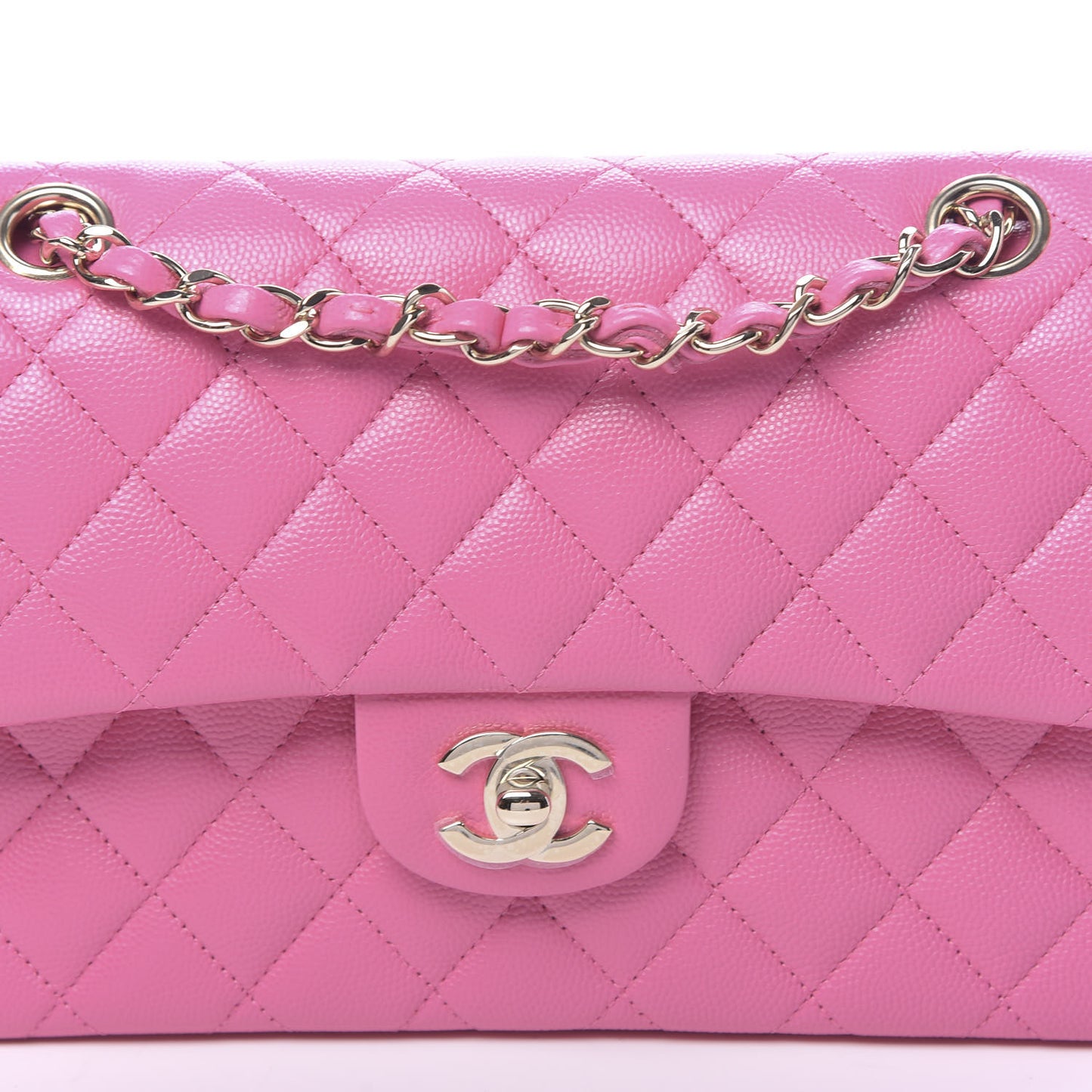 Caviar Quilted Small Double Flap Pink