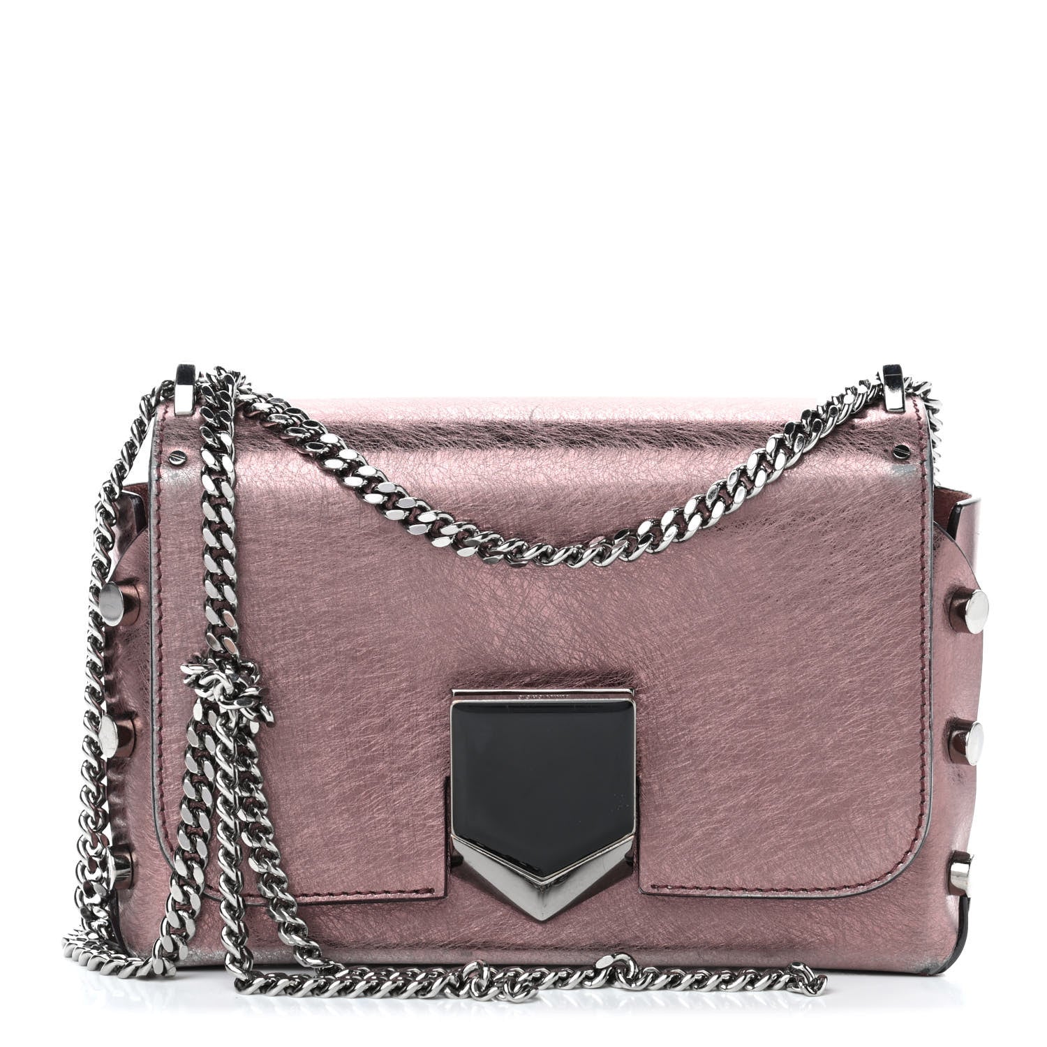 Jimmy Choo Metallic Calfskin Lockett Shoulder Bag Pink 1 of 4