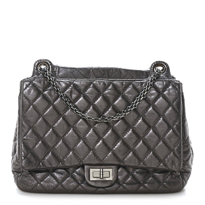 Chanel Metallic Aged Calfskin Quilted Reissue 2.55 Accordion Flap Dark Silver 1 of 10