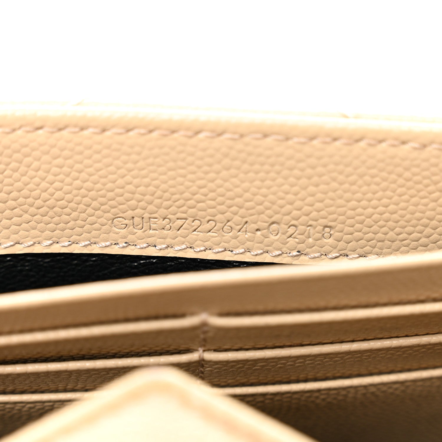 Saint Laurent Grain De Poudre Matelasse Chevron Monogram Flap Wallet Dark Beige 6 of 9