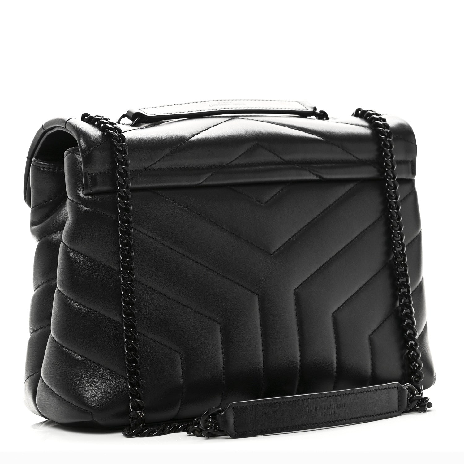 Saint Laurent Calfskin Y Quilted Monogram Monochrome Small Loulou Chain Satchel Black 3 of 10