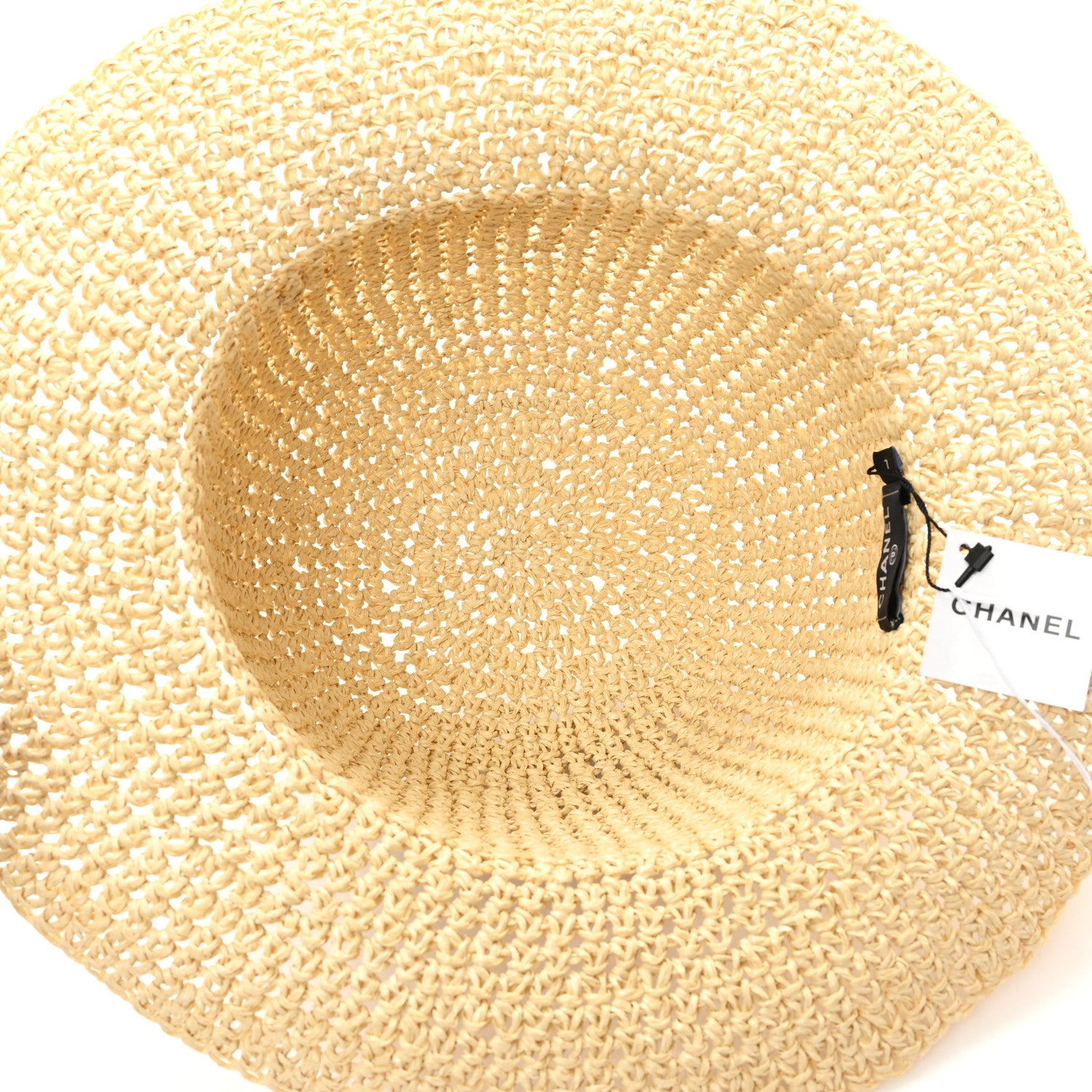 Chanel Straw Wide Brim Hat L Beige 7 of 8