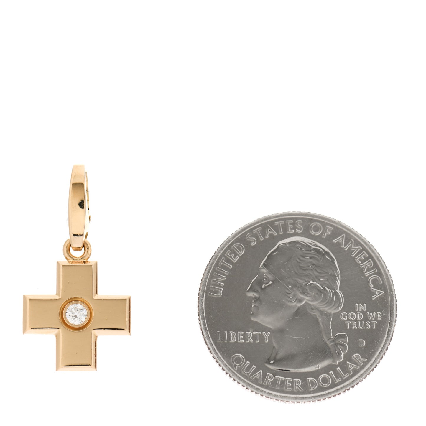 18K Yellow Gold Diamond Cross Charm