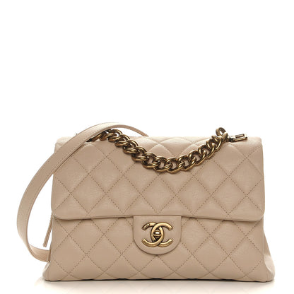 Chanel Shiny Sheepskin Quilted Small Trapezio Flap Beige 1 of 8