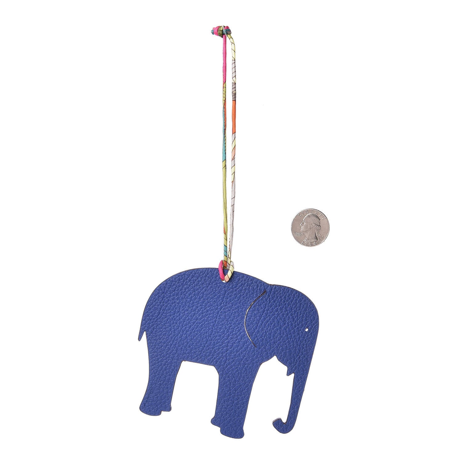 Hermes Epsom Togo Petit H Elephant Bag Charm Ultraviolet Bleu Electrique 2 of 4