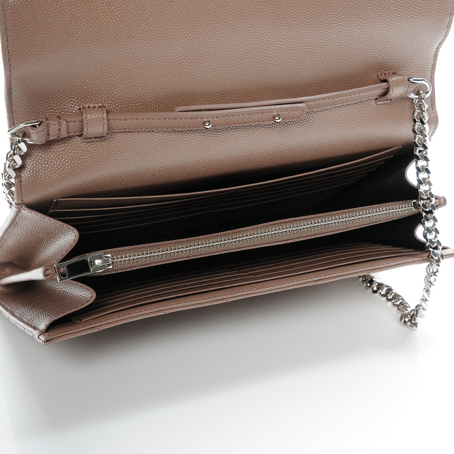 Saint Laurent Grain De Poudre Matelasse Chevron Monogram Chain Wallet Fard 5 of 7