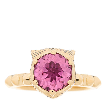 Gucci 18K Yellow Gold Pink Tourmaline Le Marché Des Merveilles Feline Ring 49 4.75 2 of 8