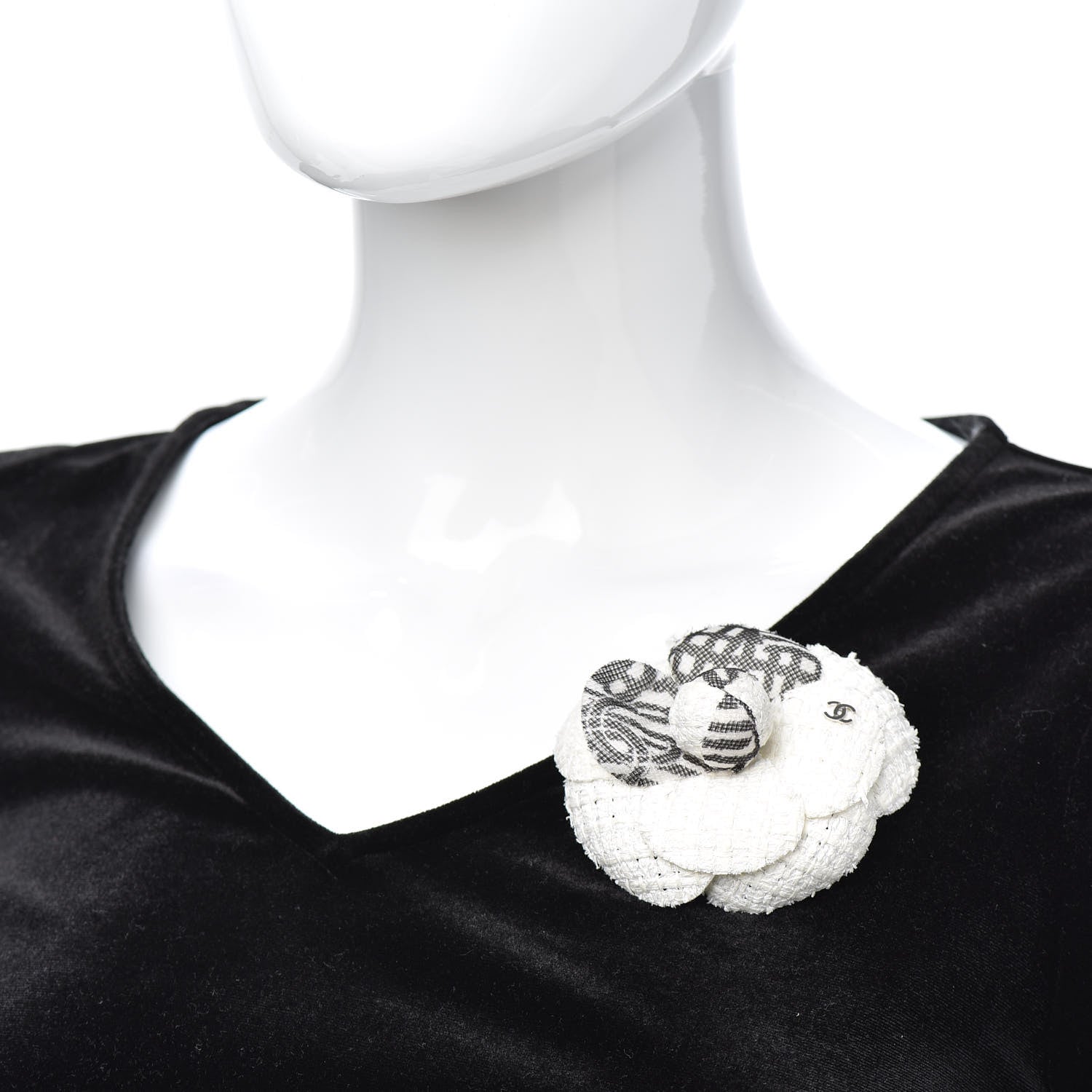 Chanel Fantasy Tweed Camellia Pin Brooch Ivory 2 of 3