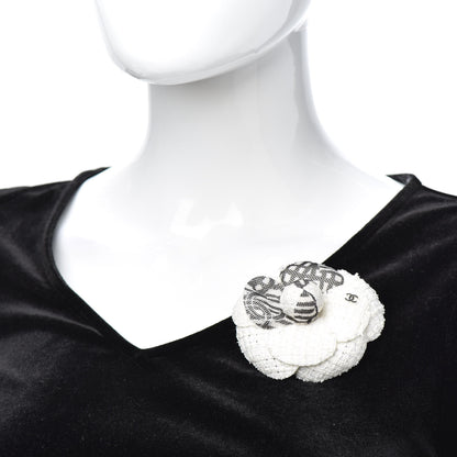 Chanel Fantasy Tweed Camellia Pin Brooch Ivory 2 of 3