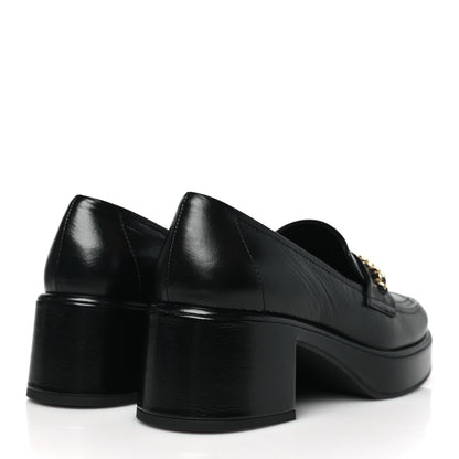 Chanel Shiny Calfskin Logo Loafers 37.5 Black 4 of 9