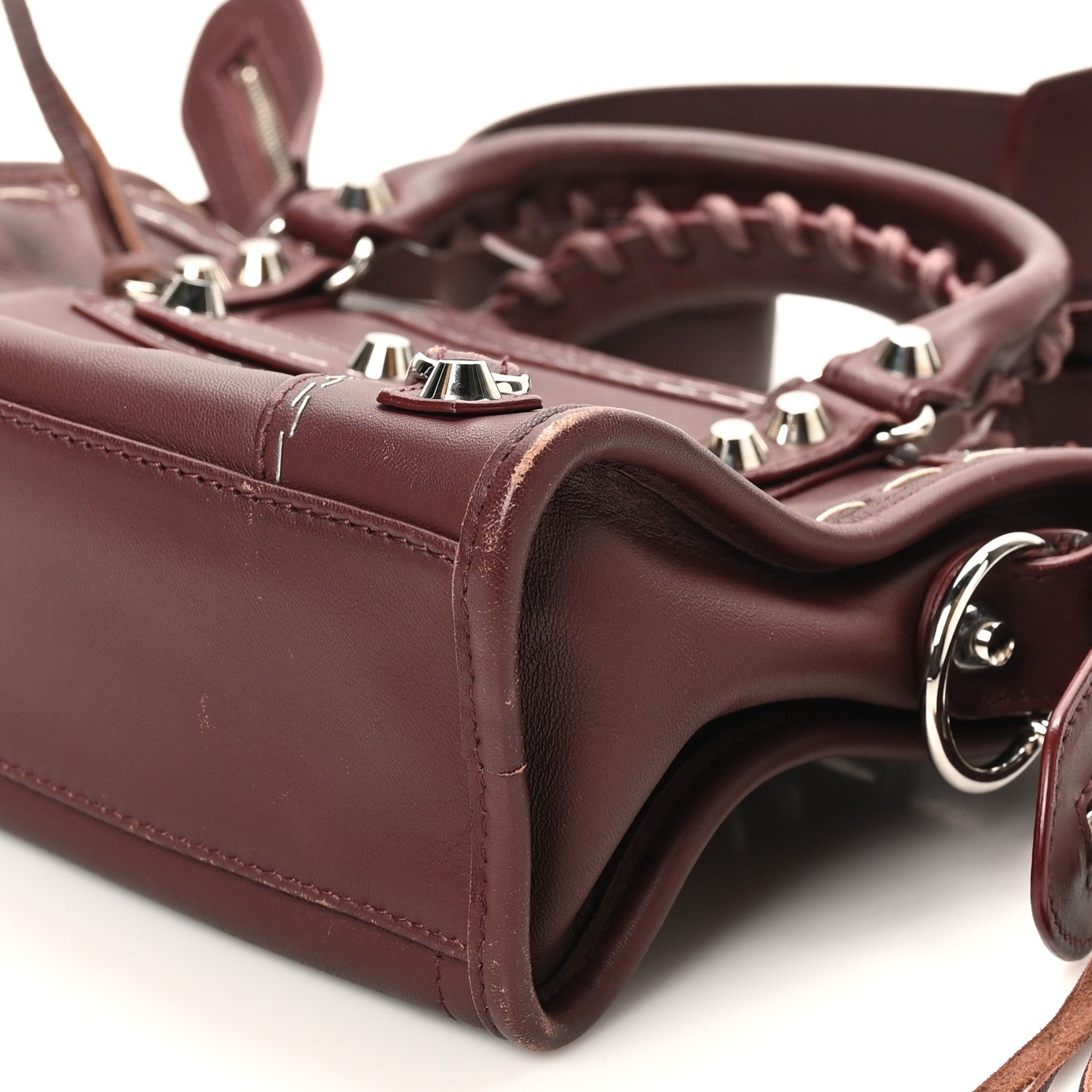Balenciaga Calfskin Topstitch Classic Silver Hardware Mini City Rouge Lie De Vin 10 of 12