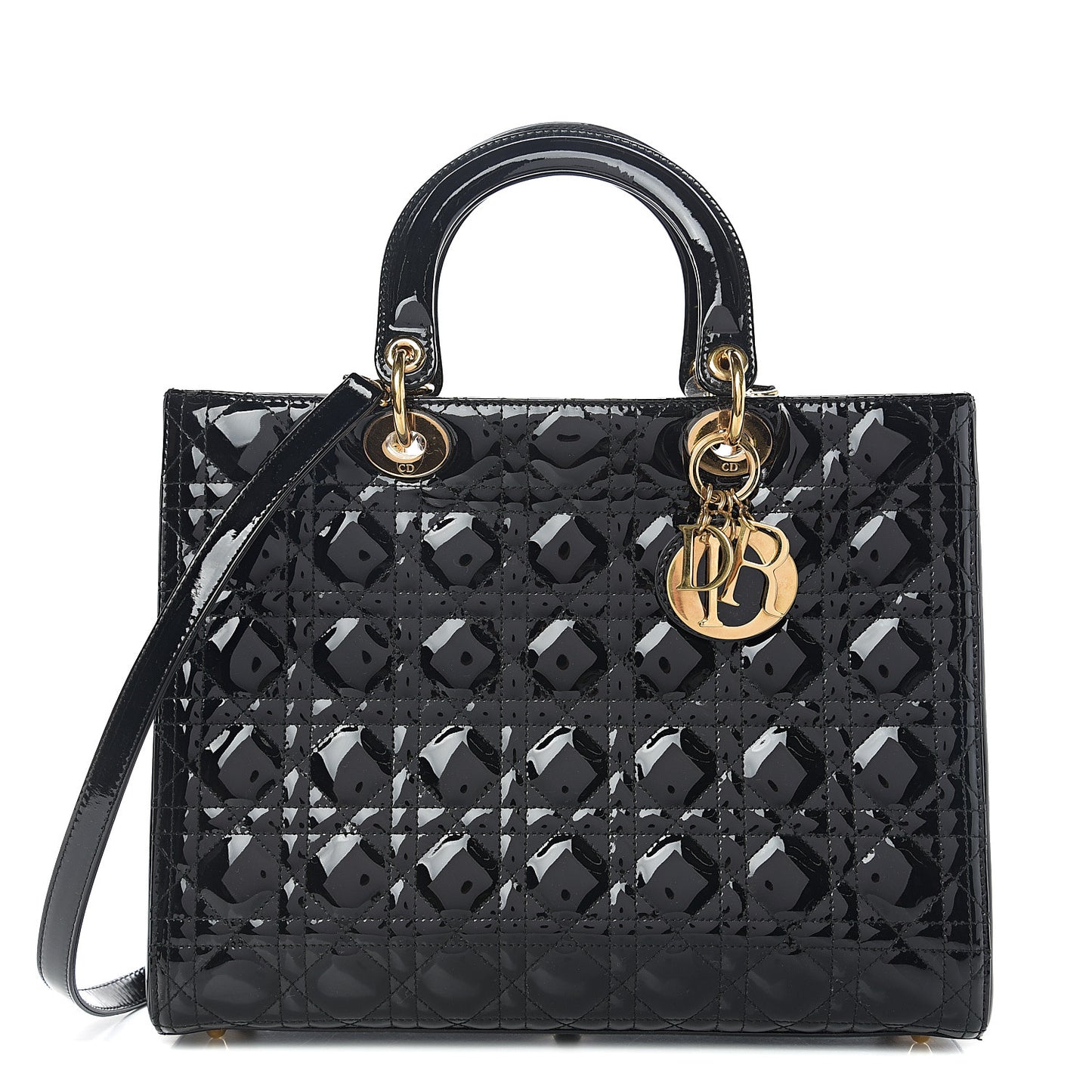Patent Cannage Large Lady Dior Black