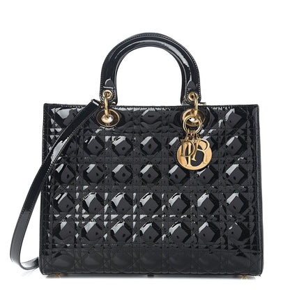 Christian Dior Patent Cannage Large Lady Dior Black 1 of 9