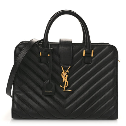Saint Laurent Calfskin Matelasse Chevron Small Monogram Cabas Black 1 of 11