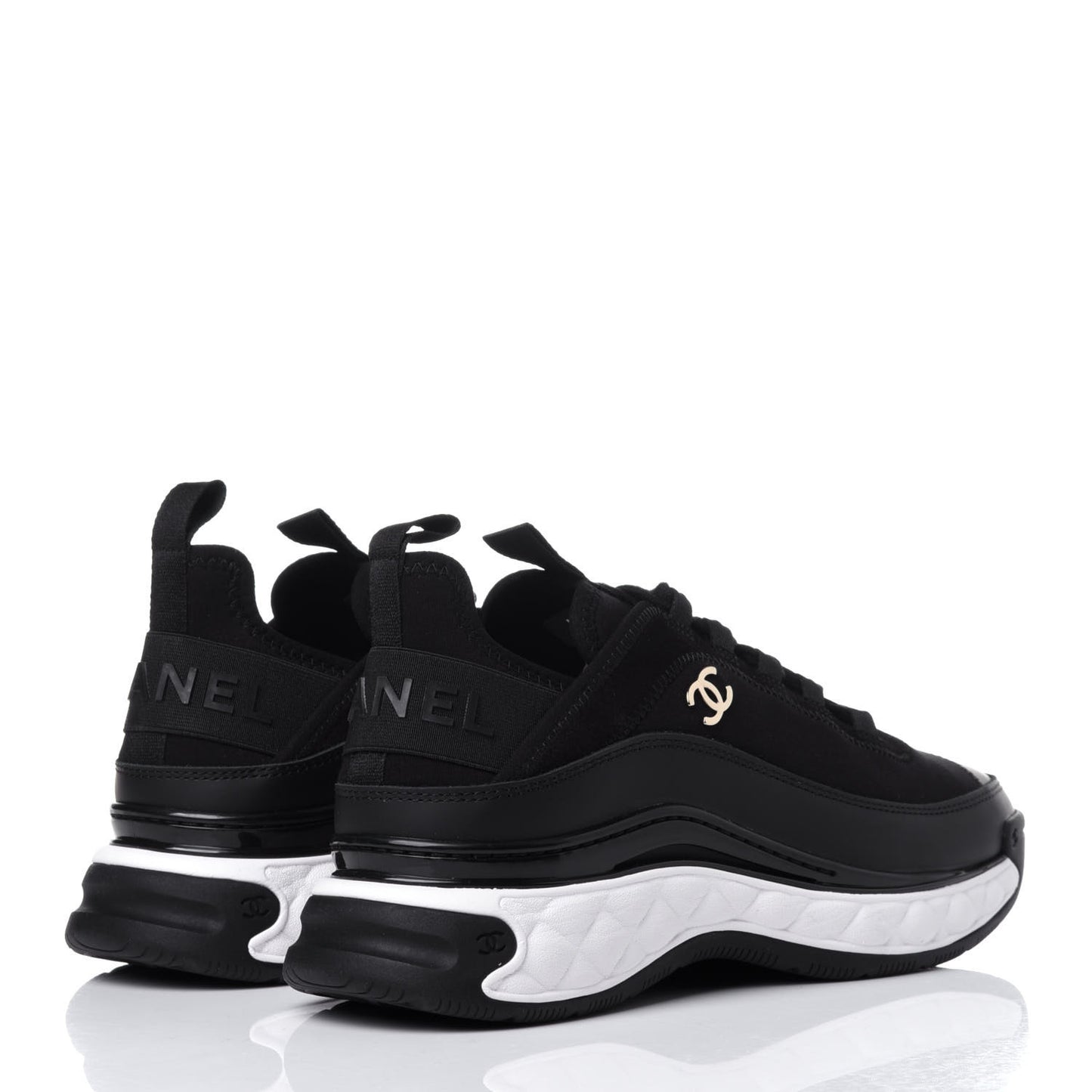 Velvet Calfskin Mixed Fibers CC Sneakers 37 Black