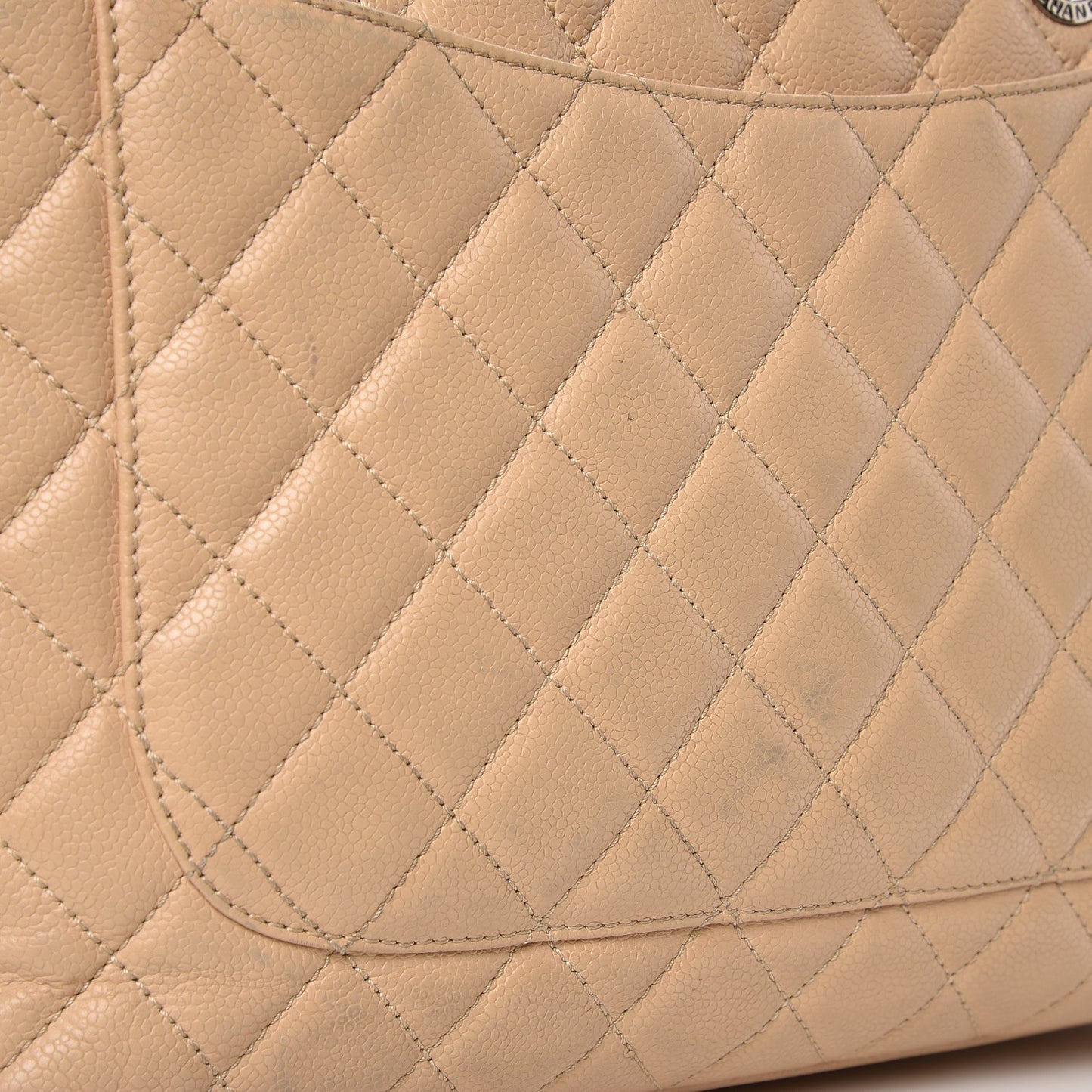 Caviar Quilted Grand Shopping Tote GST Beige