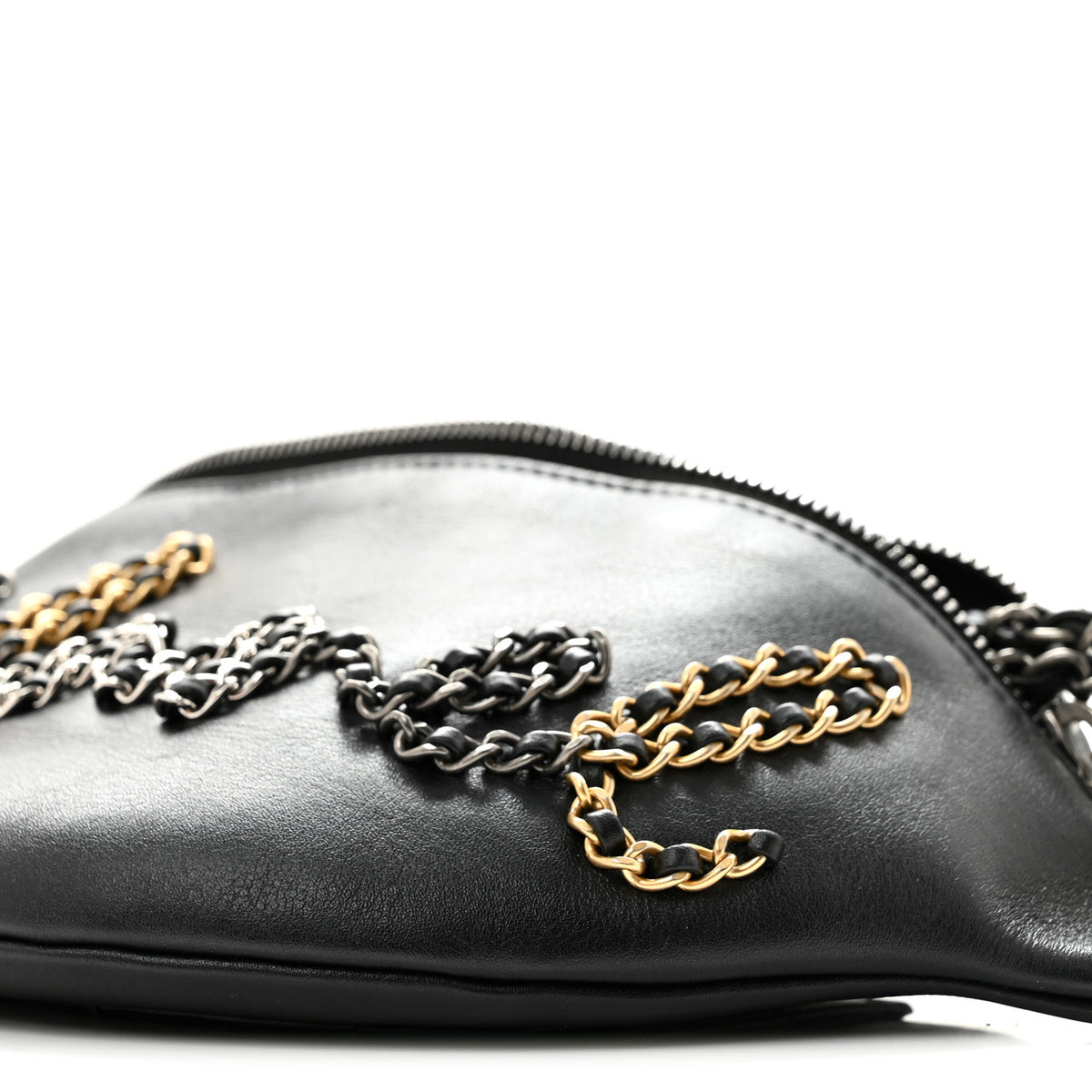 Chanel Calfskin Chain 20s Signe Waist Bag Black 10 of 13