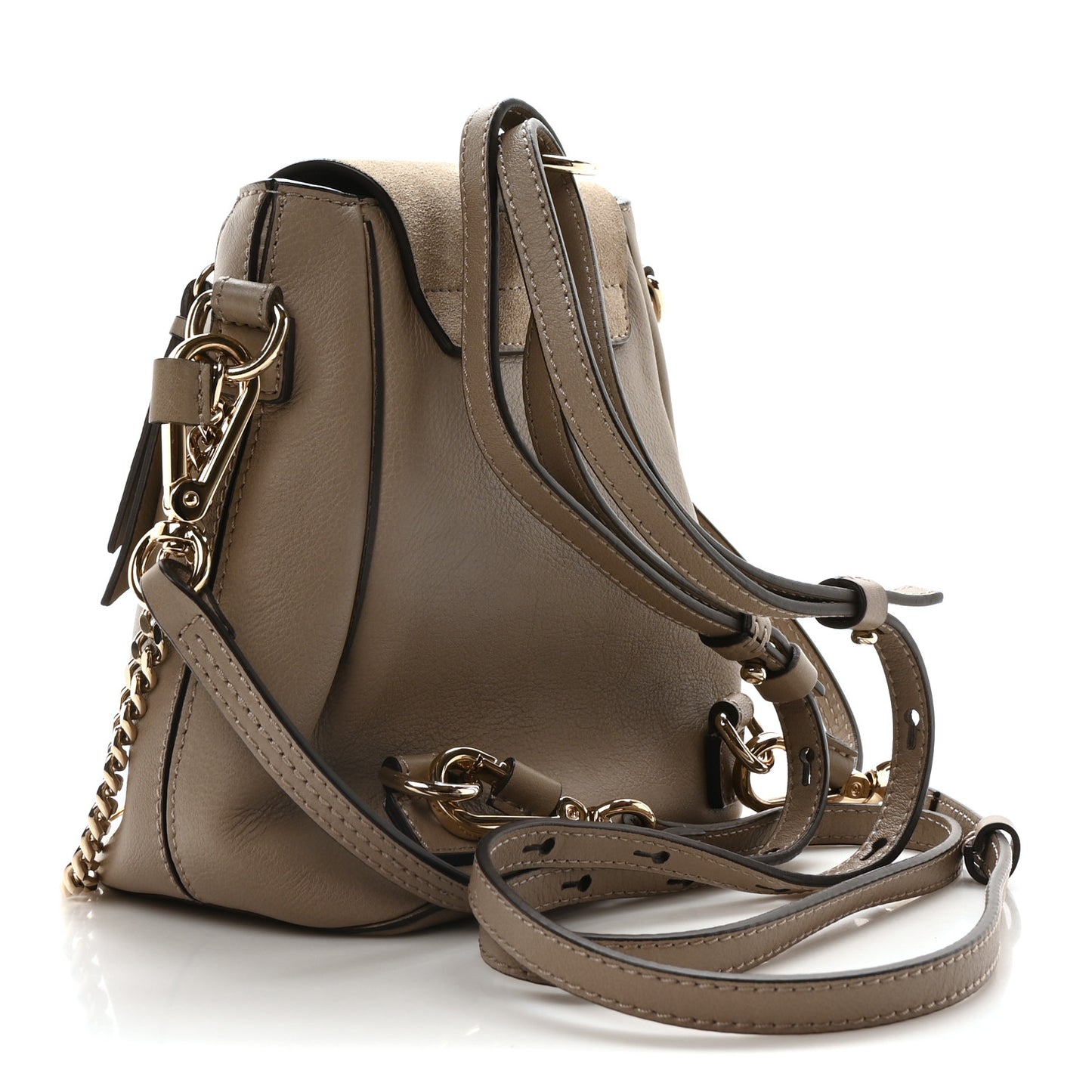 Suede Calfskin Mini Faye Backpack Motty Grey