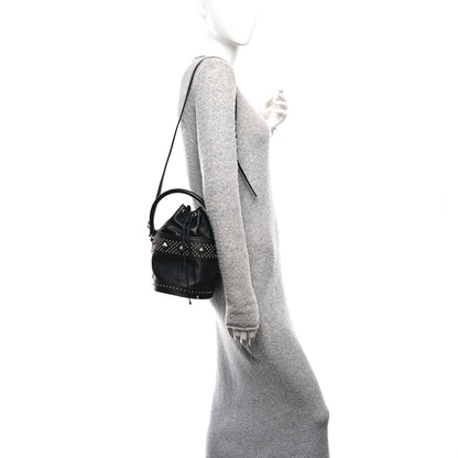 Saint Laurent Smooth Calfskin Studded Small Bahia Drawstring Bucket Bag Black 2 of 9