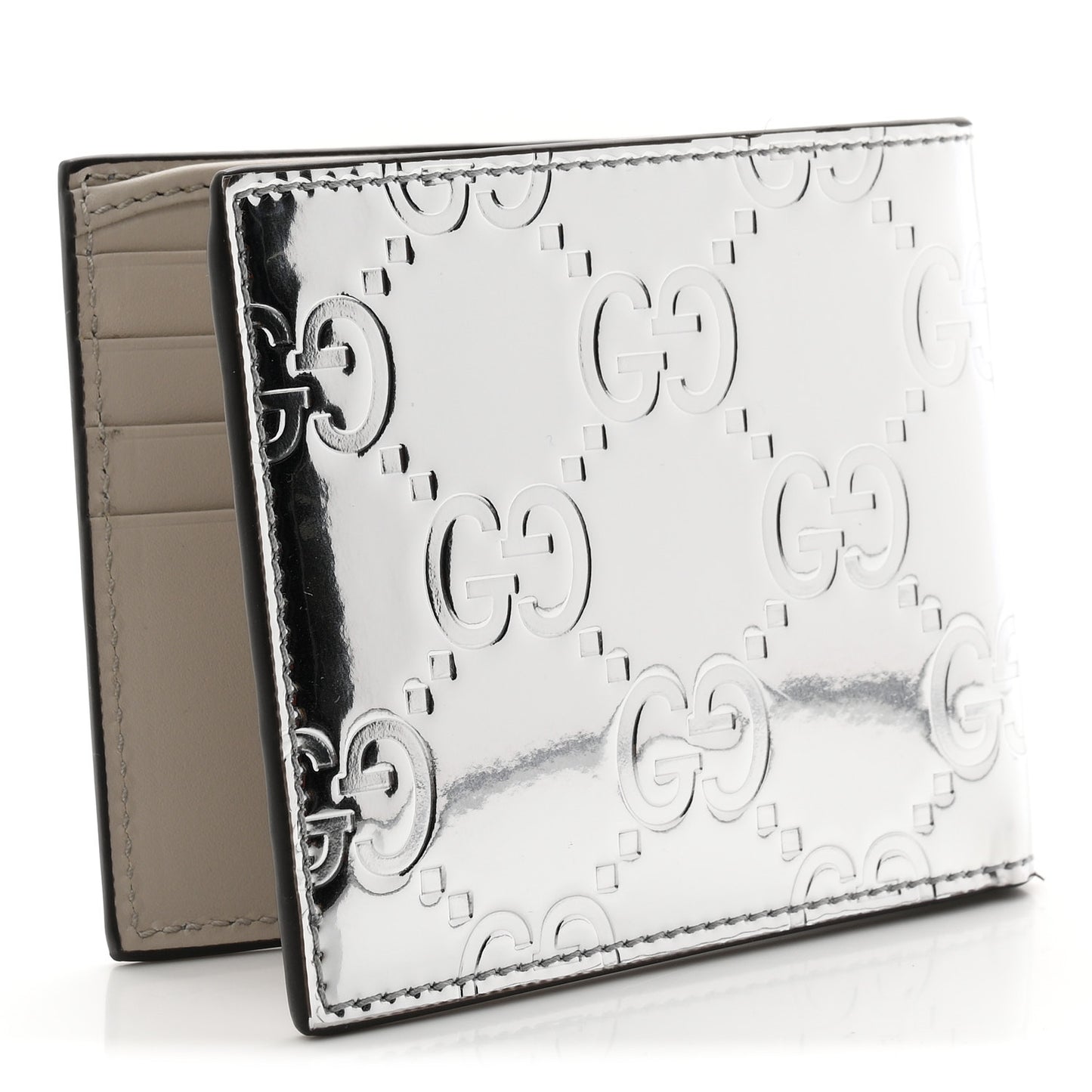 Guccissima Mirror Effect Bi-Fold Wallet Moon Silver Sphinx