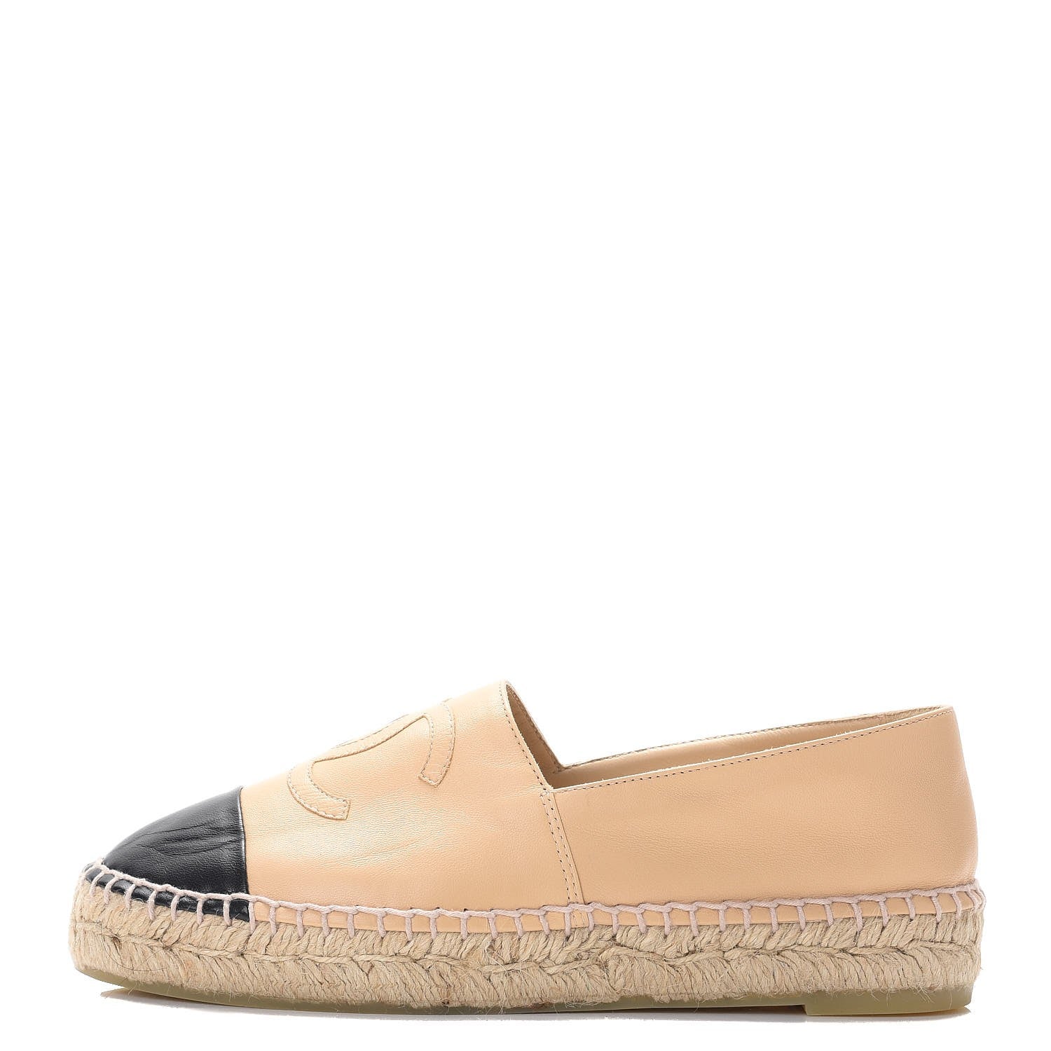 Chanel Lambskin CC Espadrilles 36 Beige Black 1 of 9