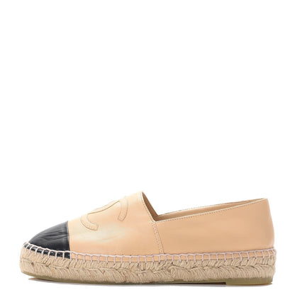 Chanel Lambskin CC Espadrilles 36 Beige Black 1 of 9