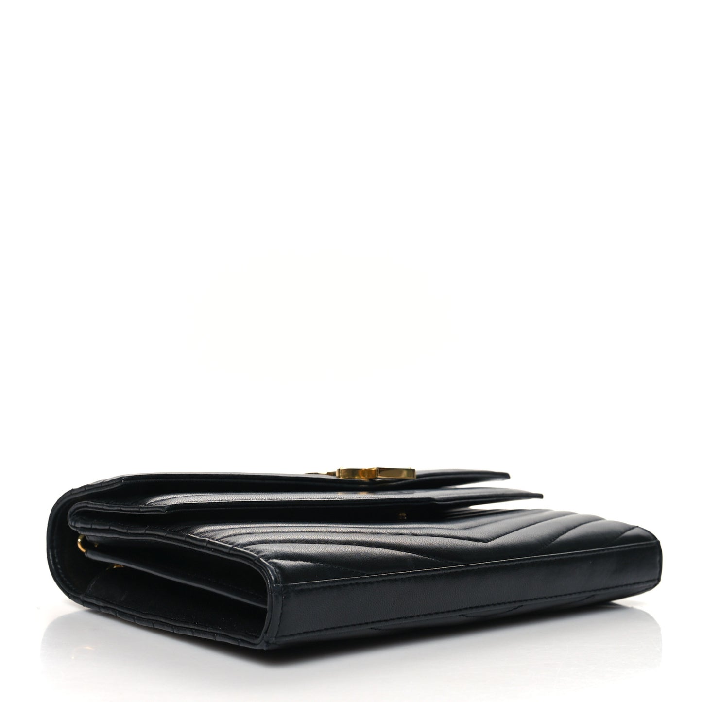 Lambskin Matelasse Chevron Monogram Sulpice Chain Wallet Black