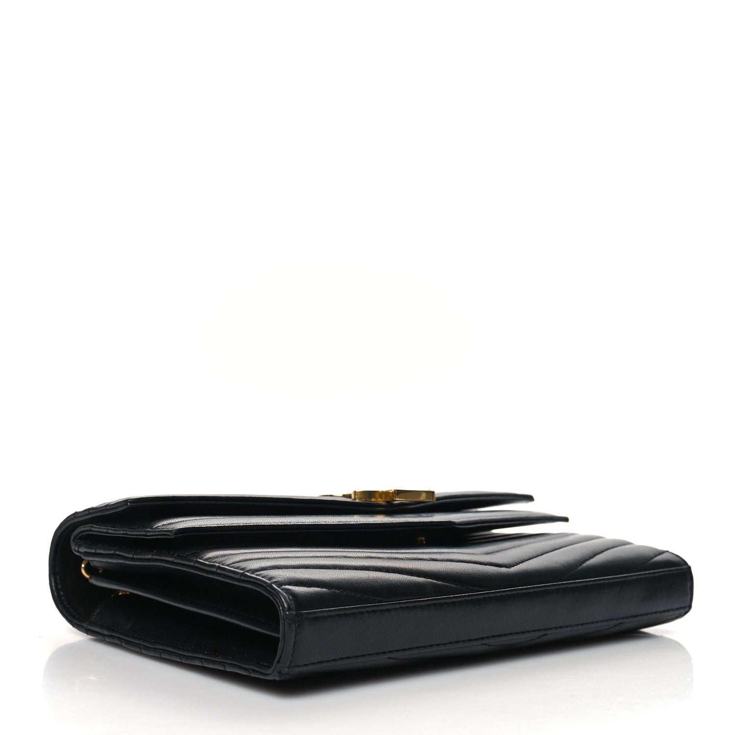 Saint Laurent Lambskin Matelasse Chevron Monogram Sulpice Chain Wallet Black 4 of 13