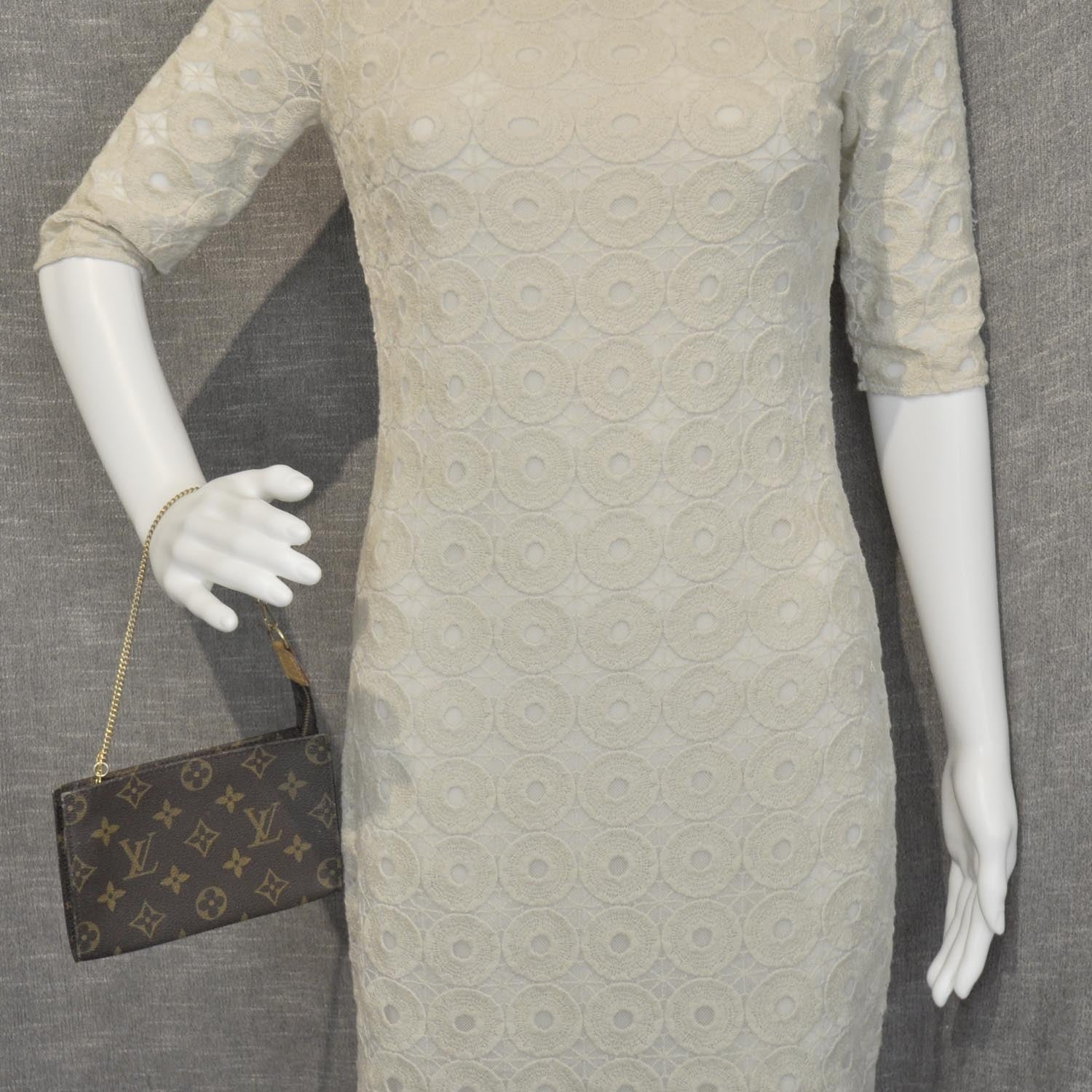 Louis Vuitton Monogram Pochette Accessories w Gold Chain 2 of 8